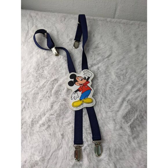 Vintage The Walt Disney‎ Company Mickey Mouse and Crew elastic Suspenders Navy - Picture 1 of 4
